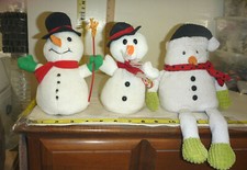LOT of 3 Vtg Plush SNOWMEN - TY, Beanie Boppers  Mary Meyer