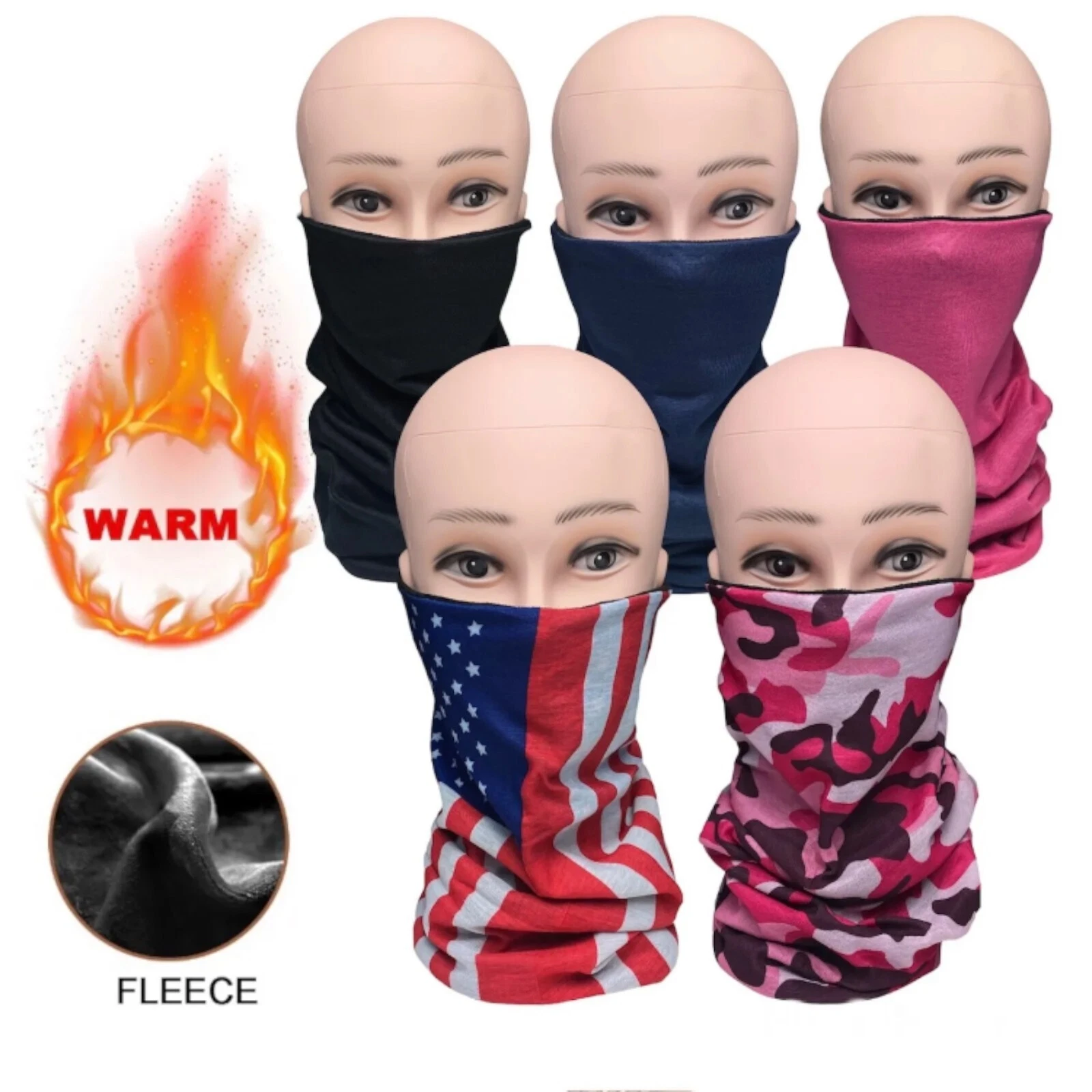 Winterproof Thermal Neck Gaiter Face Mask Scarf, Winter Fleece Bandana
