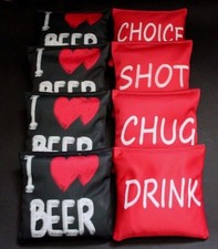 "I LOVE BEER" DRINK SHOT CHUG CHOICE 8 ACA Regulation Cornhole Bean Bags B219