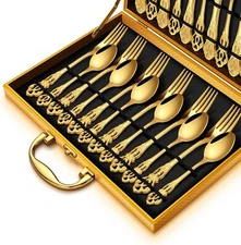30-piece silverware set (serves 6), stainless steel flatware, mirror finish