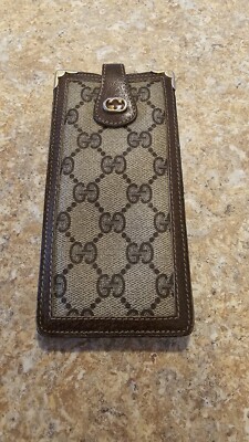 AUTHENTIC GUCCI MONOGRAM PVC & LEATHER EYE GLASS CASE/HOLDER