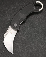 CMB Made Knives Falcon Knife 2.6" AUS-10 Steel Karambit Blade Black G10 Handle