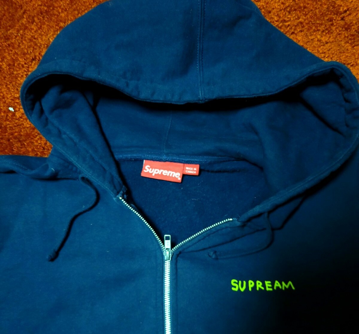 Supreme x mark Gonzales Piss Face Zip up Hooded sweatshirt in navy FW13  Size XL | eBay