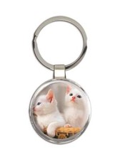 Cat : Gift Round Keychain Kitten Cute Funny Friendship Feline Pets Lover Mom