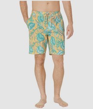  185 Rip Curl Mens Yellow Floral Swim Swimwear Trunks Surf Swimming Shorts US 32
