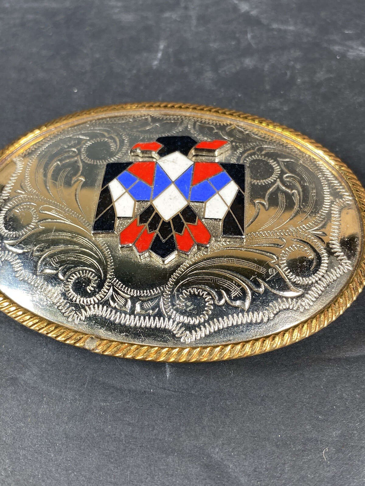 German Silver Double Eagle Head Western Style Bel… - image 4