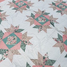 QUILT STAR PATTERN PINK MULTIPLE COLORS RETRO COLLECTIBLE HANDMADE