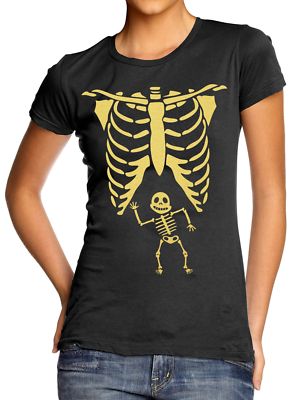 Skeleton Rib Cage with Baby T-Shirt Pregnant Halloween Costume