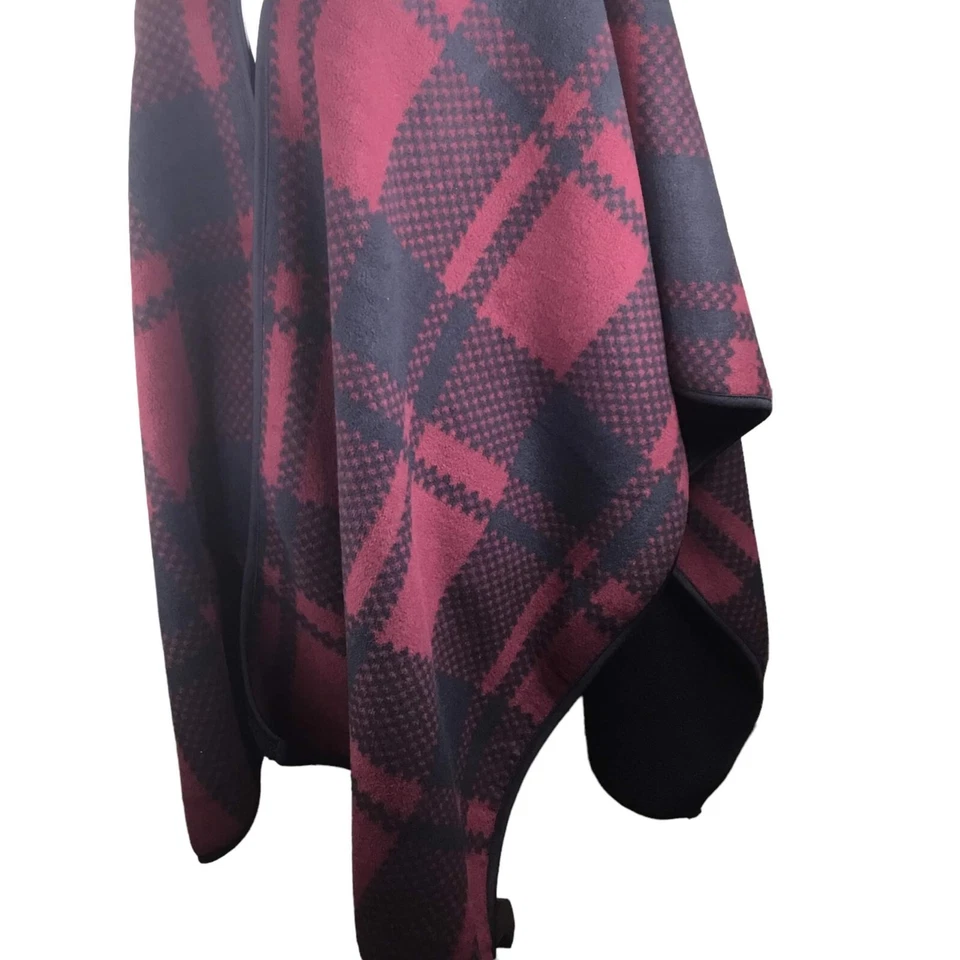 Suéter de mujer IKE BEHAR a rayas a cuadros negro rojo talla única abrigo abierto poliéster Foto 3 de 4