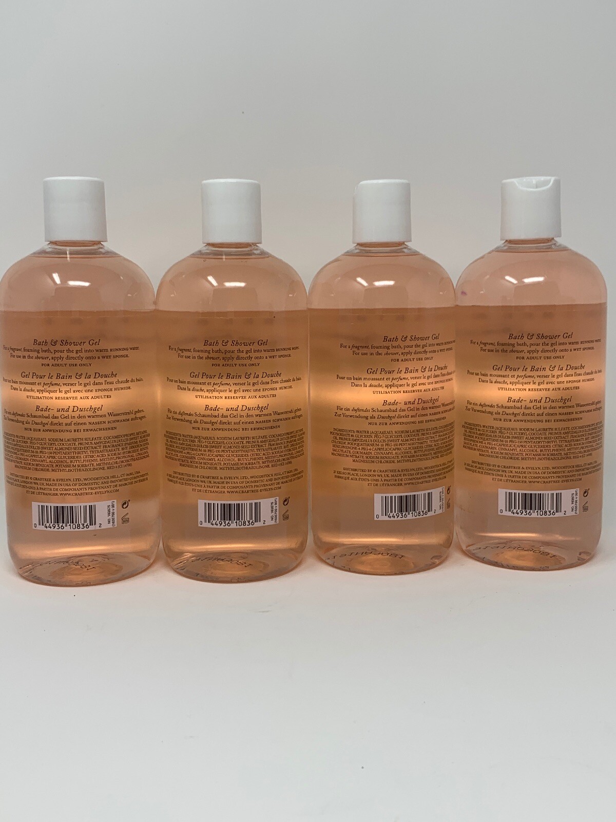 4 Crabtree & Evelyn SWEET ALMOND OIL Bath & Shower Gel 16.9 oz each