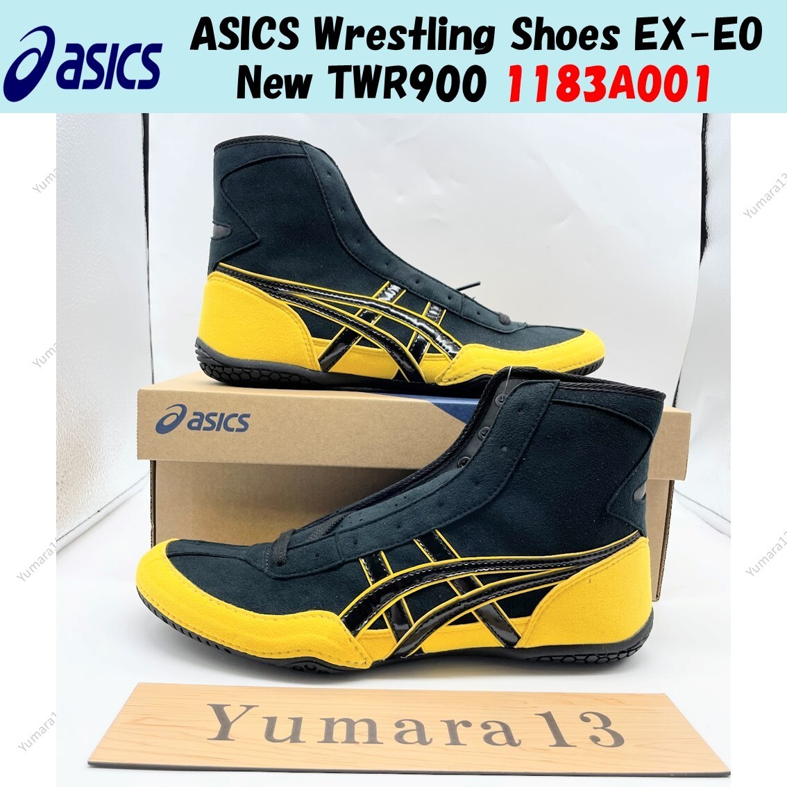ASICS Wrestling Shoes EX-EO New TWR900 1083A001 Black Black Yellow