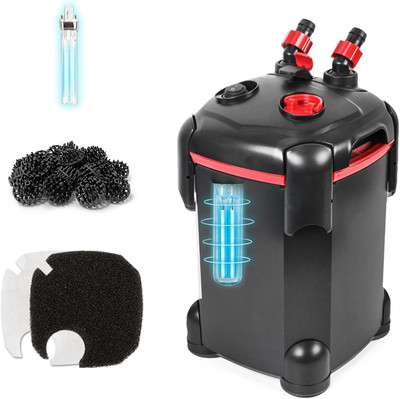 225GPH External Aquarium Canister Filter with 7W UV Sterilizer 55 Gallon Tanks