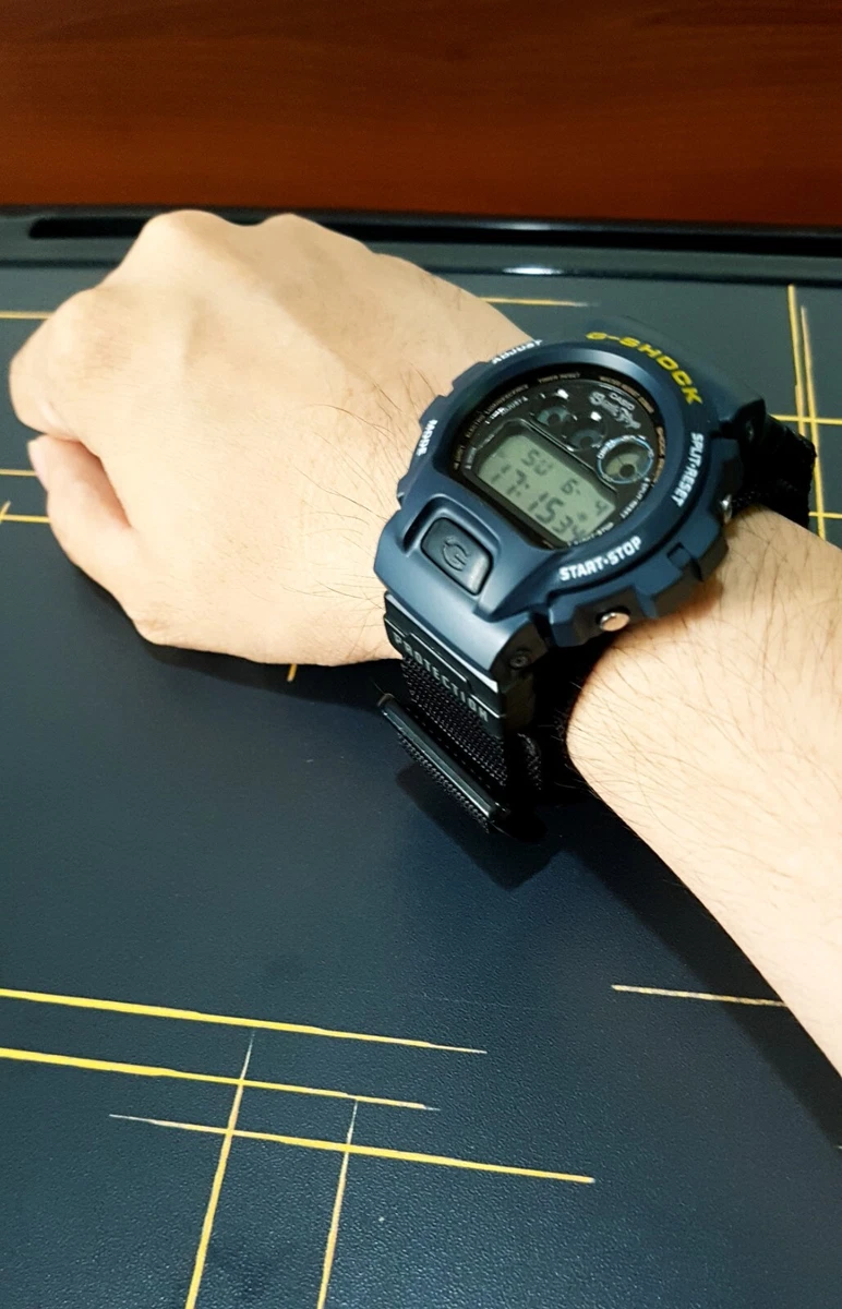 Vintage G-Shock DW-002 Black Flys Army Navy Blue Black Cloth Band