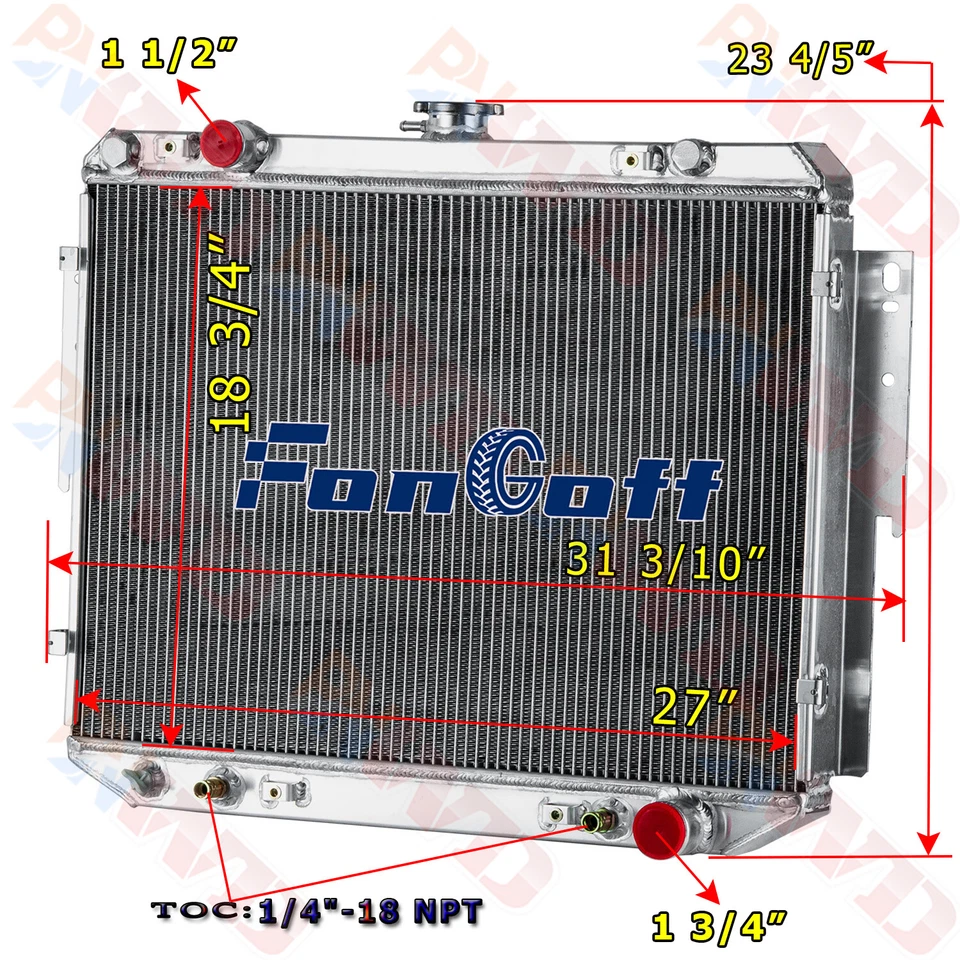 3 Row Radiator Shroud+Fan For 1984-2003 1985 Dodge B150 B250 Ram 2500 3500 Van Foto 2 de 4