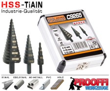 Stufenbohrer Schälbohrer Metall Bohrer Fräser 3 tlg Set HSS TiALN 4-32mm C9265