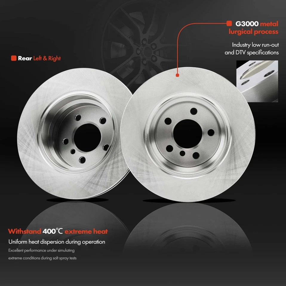 2x Rotores de freno de disco traseros izquierdo y derecho para BMW X5 2002 2003 2004 2005 2006 Foto 3 de 4