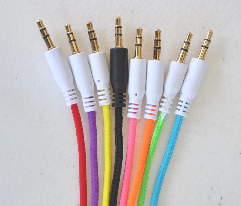 audio aux 3.5mm male stereo fabric braided cable FOR apple iphone 6 5 4s ipod 7 - Image 3 of 4