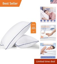 Set of 2 Breathable Bed Pillows - Standard Size, Ideal for Back  Side Sleepers