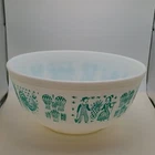 Pyrex 403 Mixing Bowl 2.5 Qt Glass White Turquoise Amish Butterprint Vintage