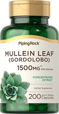 Mullein Leaf Extract 1500mg  200 Capsules  Non-GMO  by Piping Rock