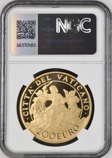 Moneta Vaticano 200 euro ORO 2016 La Giustizia Papa Francesco NGC PF70 Top Pop!