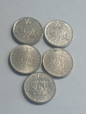 5 LOT France CoinS ,  1/2 Franc   2-1965  2-1975  1-1976  SEE PICTURES