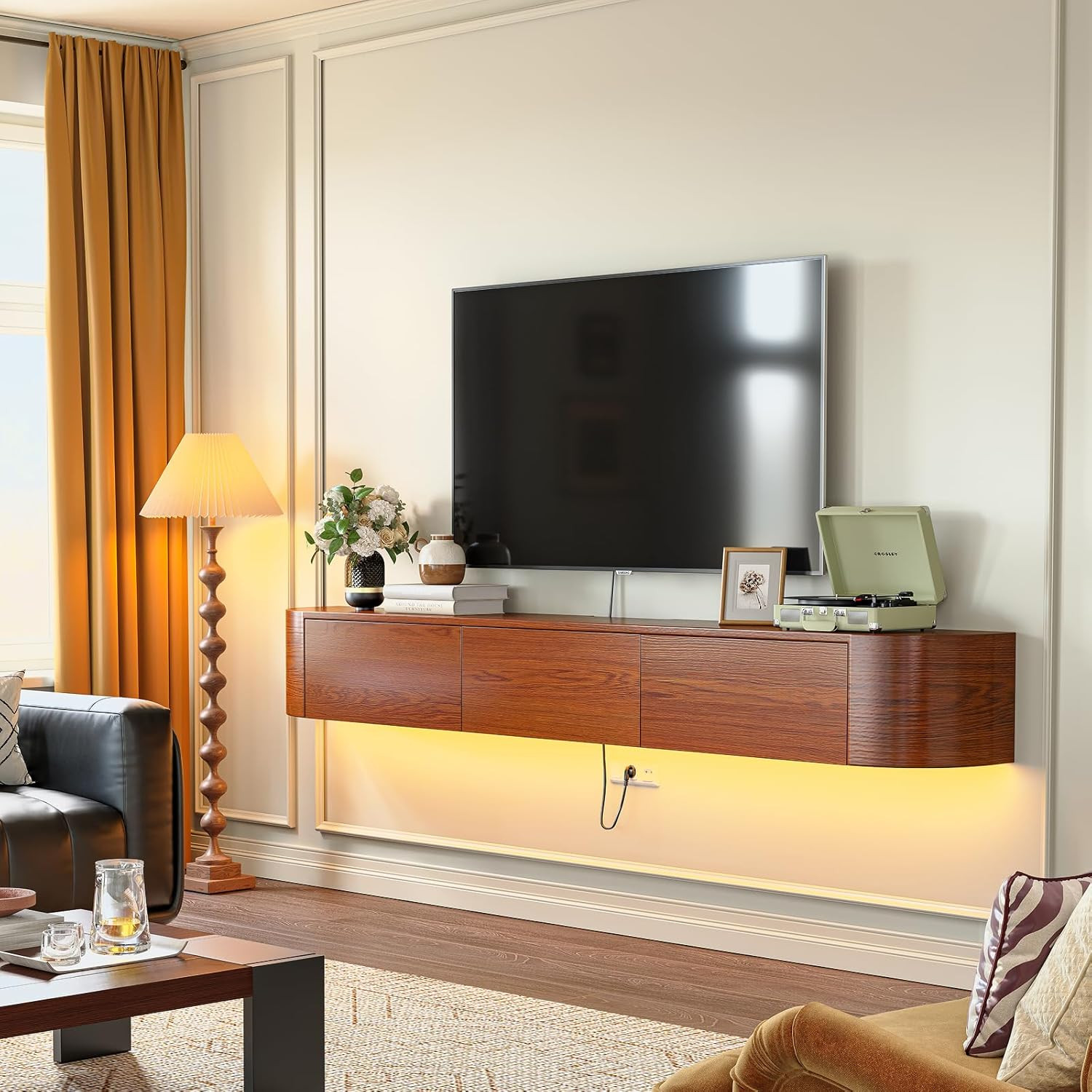 With Drawers, Solid Wood Media Shelf