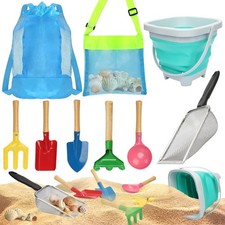 9 PCS Beach Sand Sifter Tools Set Shark Tooth Sifter Beach Mesh Shovel with S...