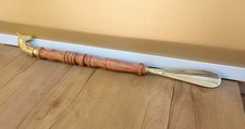 Solid Brass Horse Face Shoe Horn 21" Long Wooden Handle Handmade