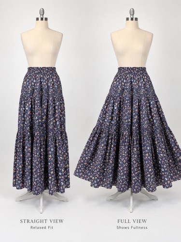 Laura Ashley Vintage Floral Prairie Tiered Maxi Skirt S Cotton Great Britain