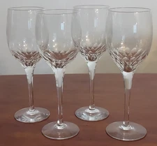 4 Vintage ORREFORS Cut Vertical PRELUDE Elegant Glass WATER GOBLETS Stems Lot