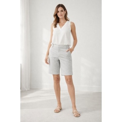 Club Monaco Savannah Shorts Women 8 Grey Bermuda Cuffed Cotton Stretch New