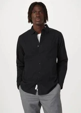 Frank And Oak Men's The Yak Wool Flannel Relaxed Fit Shirt Black-XL