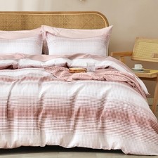 PHF Waffle Weave Duvet Cover Set Queen Size, No Snagging Ultra Soft Luxury Te...