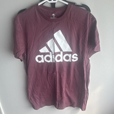 adidas Mens Burgundy Graphic Logo T-Shirt Cot...