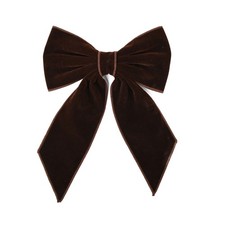 7.5 Inch Velvet Edge Stitched Hair Bow with Tails Ivory 