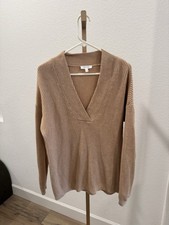 Haven Well Within Tan V Neck Chunky Knit Sweater Size Large