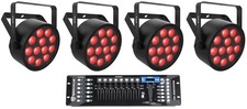  4 Chauvet DJ SlimPAR T12 ILS RGB LED D-Fi USB Par Wash Lights DMX Controller