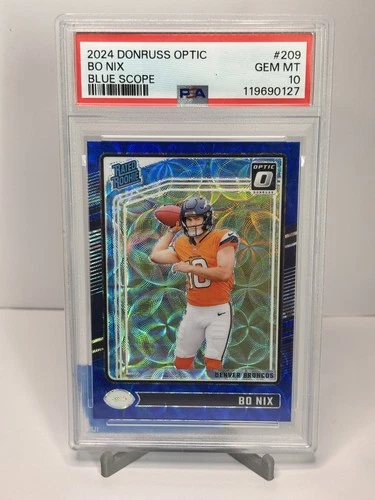 2024 Panini Donruss Optic - Rated Rookie Bo Nix #209 Blue Scope Prizm (RC)