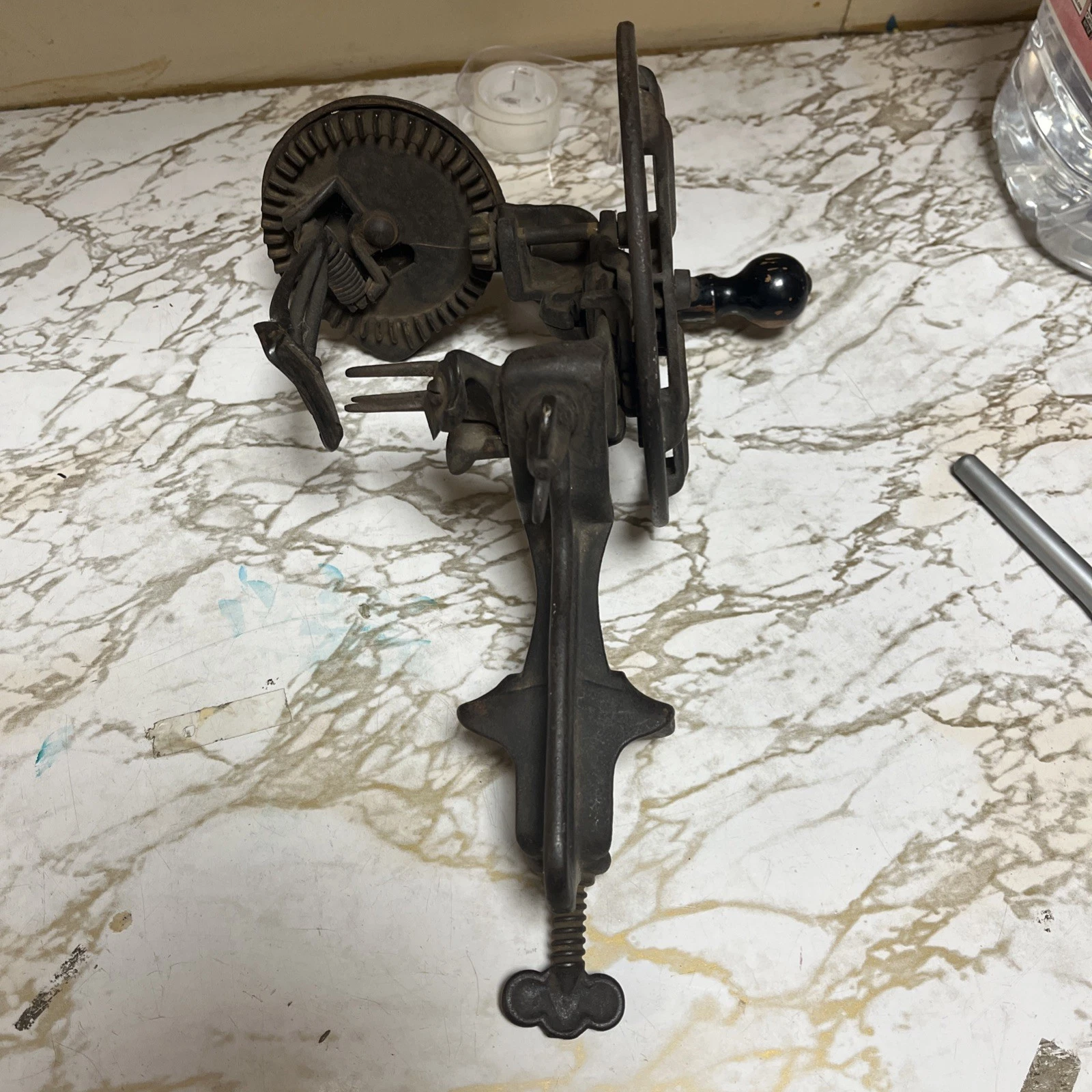 The Reading Hardware Co Cast Iron Bench Mount Apple Peeler, 1870's U.S.A