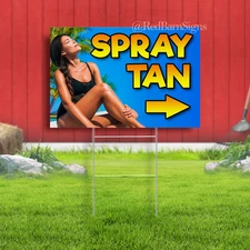 SPRAY TAN arrow Indoor Outdoor Yard Sign with metal stakes
