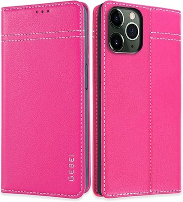 GEBEi Hülle Echt Leder Handyhülle Schutzhülle Case für iPhone 11 Pro Pink