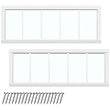 2 Pack 10'' x 29'' White Flush Mount Shed Transom Window with Tempered Glass ...