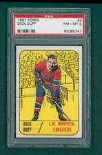 1967 Topps Hockey Card - #2 Dick Duff, PSA 8 NM/MT