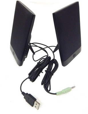 HP USB Powered Thin Flat Laptop Computer Speakers (636369-001)- BLACK - NEW