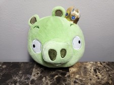 Angry Birds 5" Green King Pig Plush Gold Crown No Sound 2010