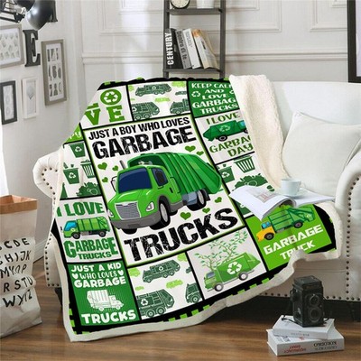 Just Boy Who Loves Garbage Trucks Blanket Soft Cozy Warm Throw 60x50 Inch