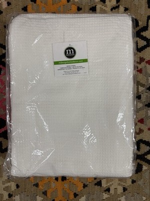 M Design White Long Pique Waffle Shower Curtain NWT 72 X 84 