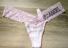 NWT Vintage Victoria's Secret the Lacie Angel Pink Sheer Lace Thong Panties O/S