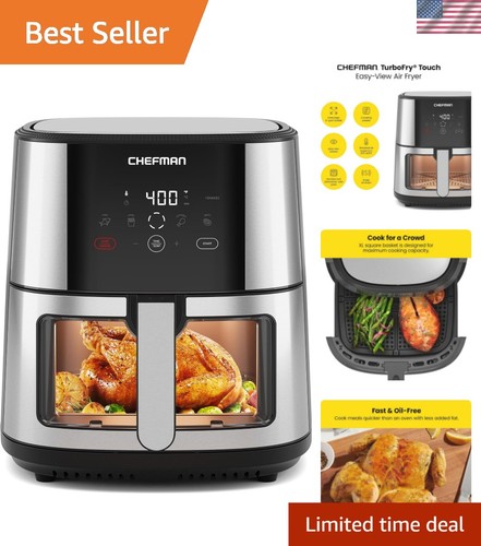 Easy-View Air Fryer – 8 Qt Family Size with Viewing Window, One-Touch Digital...